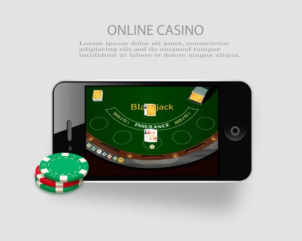 Online casino Tasarım poster afiş. Kartlar masada ve poker fişleri ile tablet. Arka plan, poker hareket eden app kumar casino
