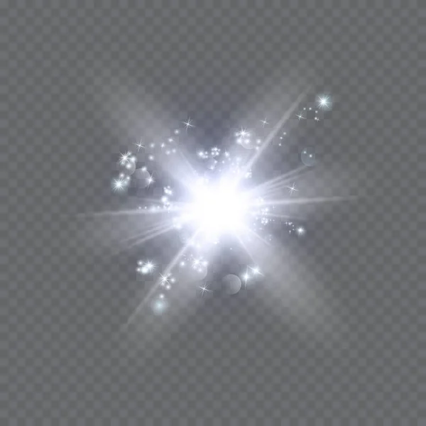 Efecto de luz brillante. Estallido de estrellas con destellos. — Vector de stock