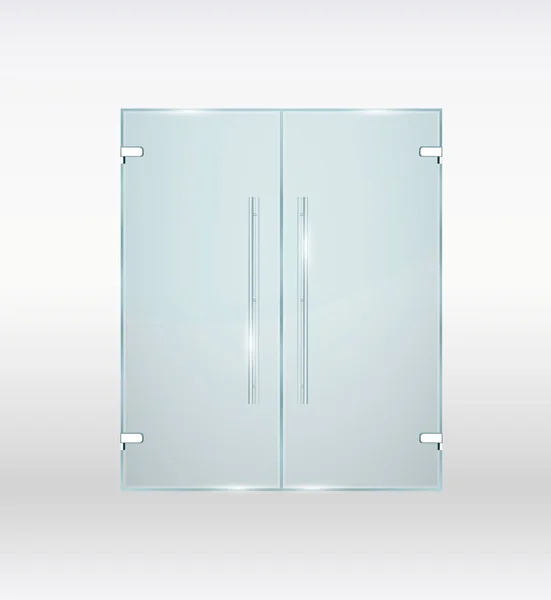 Puerta de cristal aislada sobre fondo gris. Ilustración vectorial — Archivo Imágenes Vectoriales
