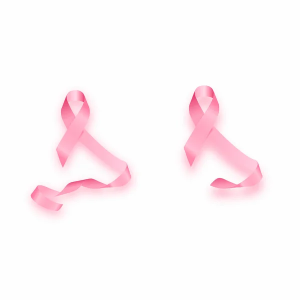 Realistische roze lint, borst kanker bewustzijn symbool, geïsoleerd op wit. Vectorillustratie, eps10. — Stockvector