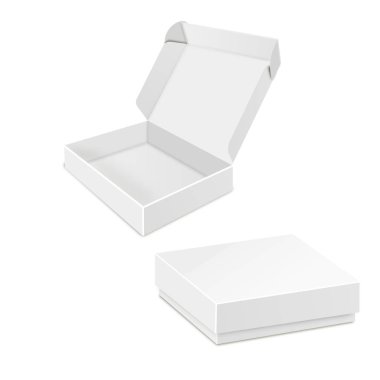 Ürün Karton Paket Kutusu. Beyaz arka planda izole edilmiş bir resim. Tasarımınız için Şablonu Hazırlayın