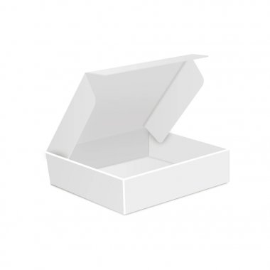 Ürün Karton Paket Kutusu. Beyaz arka planda izole edilmiş bir resim. Tasarımınız için Şablonu Hazırlayın