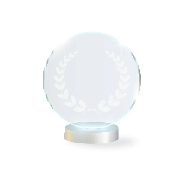 Premio Circle Glass Trophy. Illustrazione vettoriale isolata su sfondo grigio — Vettoriale Stock