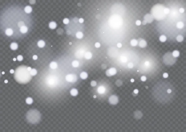 Gleißendes Licht, Sterne, Teilchen, Energie im transparenten Hintergrund — Stockvektor
