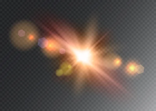 Vector transparentes Sonnenlicht spezielle Linse Flare Lichteffekt. — Stockvektor