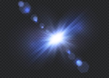 Şeffaf güneş ışığı vektörü. Özel lens ışık efekti..