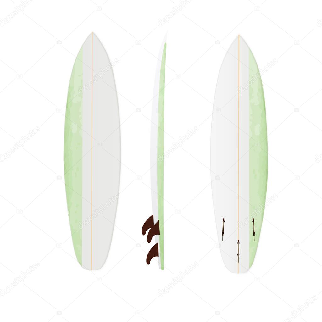 White vector surfing board template: shortboard