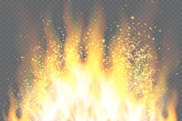 Палаючий вогонь ізольовано. Векторне вогняне полум'я особливий світловий ефект . — стоковий вектор