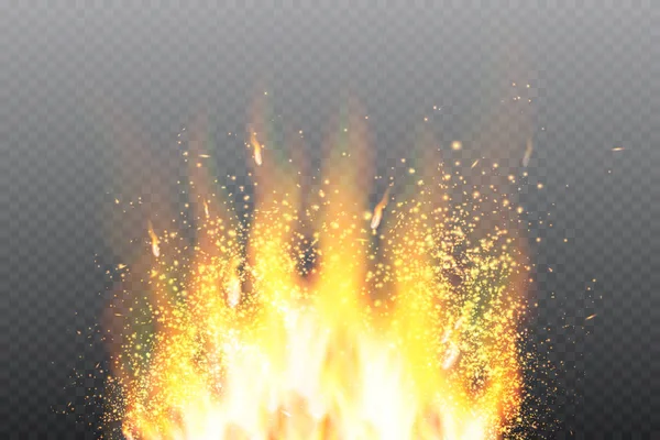 Fuoco bruciante isolato. Fuoco vettoriale fiamma effetto luce speciale . — Vettoriale Stock