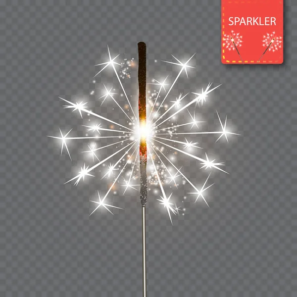 Festive Christmas sparkler set isolated on transparent background. Vector eps10 — Stock Vector