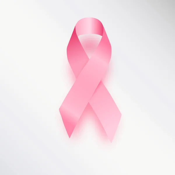Ruban rose réaliste, symbole de sensibilisation au cancer du sein, isolé sur blanc. Illustration vectorielle, eps10 . — Image vectorielle