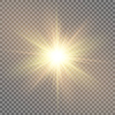 Şeffaf güneş ışığı vektörü. Özel lens ışık efekti.