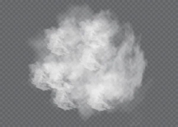 Туман або дим виділяють прозорий спеціальний ефект. Білий вектор хмарність, туман або смог фон. Векторні ілюстрації — стоковий вектор