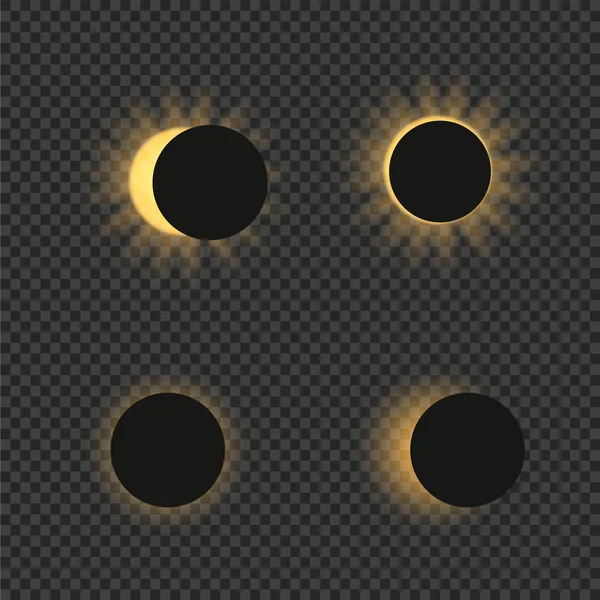Eclipse vector illustration. Set — Stock Vector