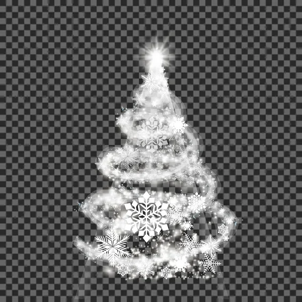 Argent sapin de Noël sur fond transparent — Image vectorielle