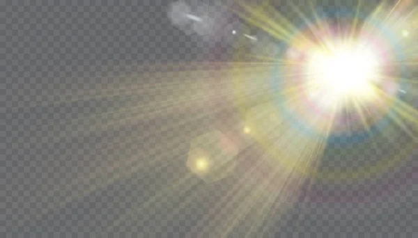 Efecto de luz de destello de lente especial de luz solar transparente vectorial. — Archivo Imágenes Vectoriales