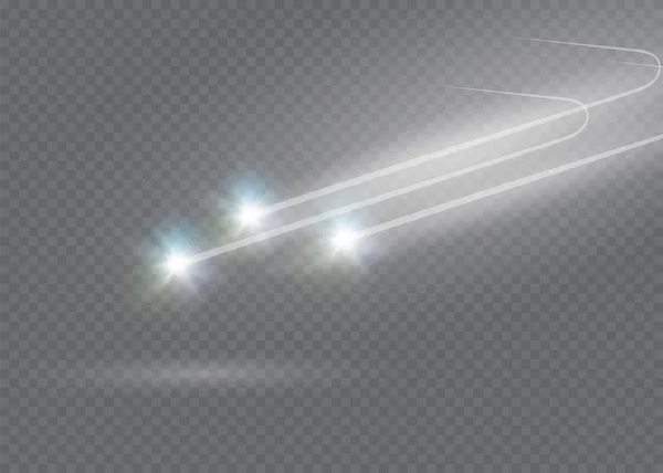 Effet lumineux étoile magique vectoriel abstrait avec des lignes courbes floues fluo. Piste étoilée de poussière scintillante avec bokeh . — Image vectorielle