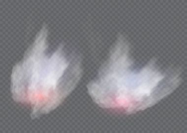 Sis ya da duman izole edilmiş şeffaf özel efekt. Beyaz vektör bulanıklığı, sis veya sis arkaplanı. Vektör illüstrasyonu