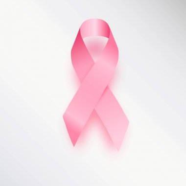 Gerçekçi pembe kurdele, meme kanseri bilinçlendirme sembol, üzerinde beyaz izole. illüstrasyon, .