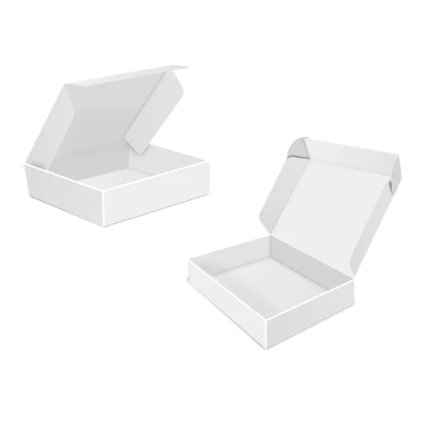 Χάρτινο κουτί προϊόντος. Εικονογράφηση απομονωμένη σε λευκό φόντο. Προσομοιώστε το πρότυπο έτοιμο για το σχέδιό σας — Φωτογραφία Αρχείου