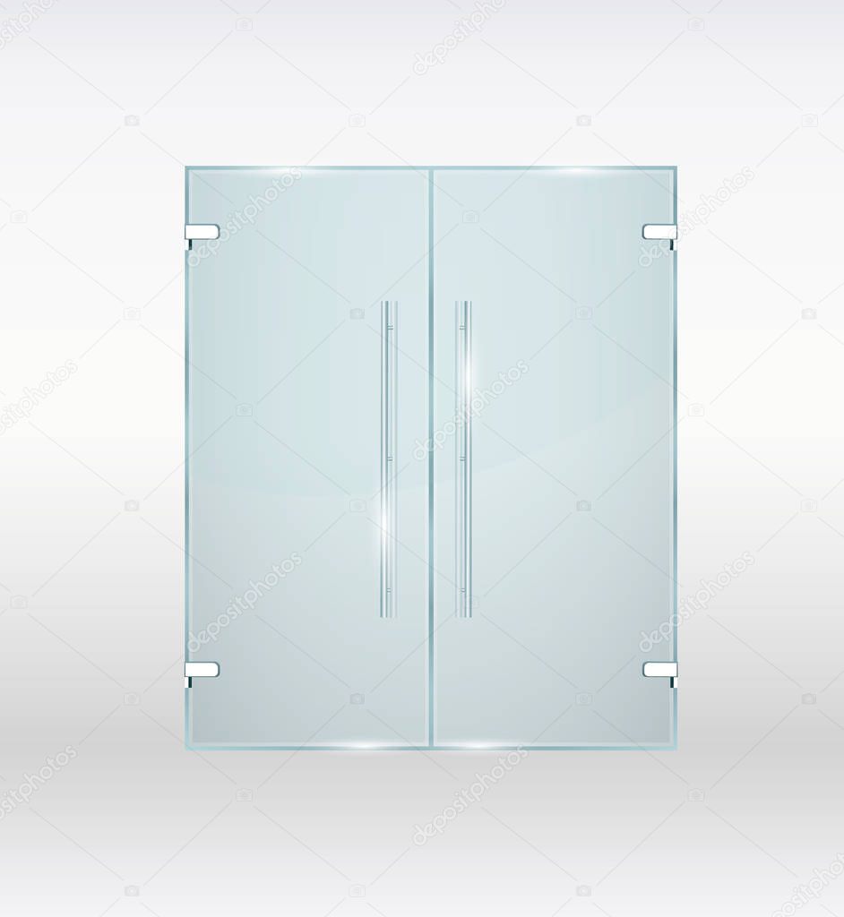 Glass door isolated on grey background. illustration