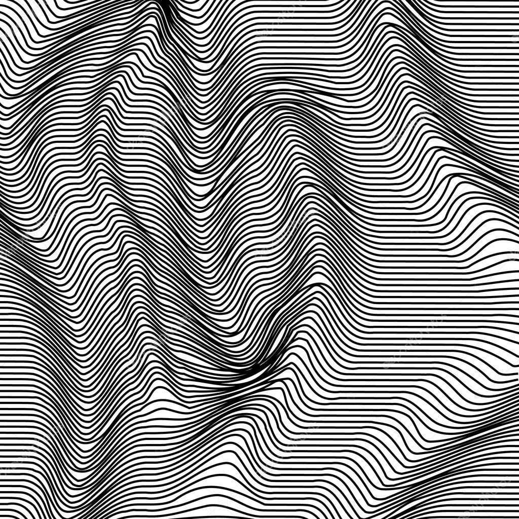 Abstract black and white wavy stripes  background