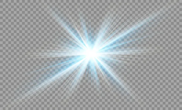 Estrela sobre um fundo transparente, efeito de luz, ilustração vetorial. explosão com brilhos . —  Vetores de Stock