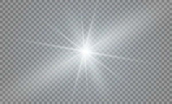 Estrela sobre um fundo transparente, efeito de luz, ilustração vetorial. explosão com brilhos . — Vetor de Stock