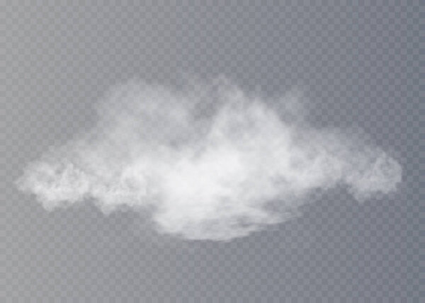 Fog or smoke isolated transparent special effect. White vector cloudiness, mist or smog background. Vector illustration