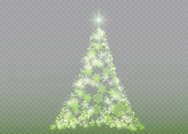 Árvore de Natal de prata em fundo transparente — Vetor de Stock