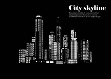 Düz bir stil şehir silüeti. Modern kentsel landscape.vector illüstrasyon