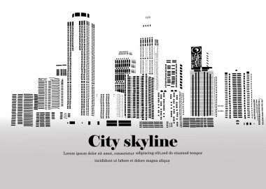 Düz bir stil şehir silüeti. Modern kentsel landscape.vector illüstrasyon