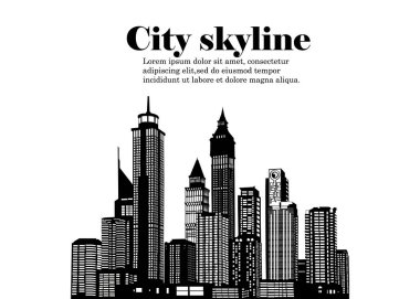 Düz bir stil şehir silüeti. Modern kentsel landscape.vector illüstrasyon