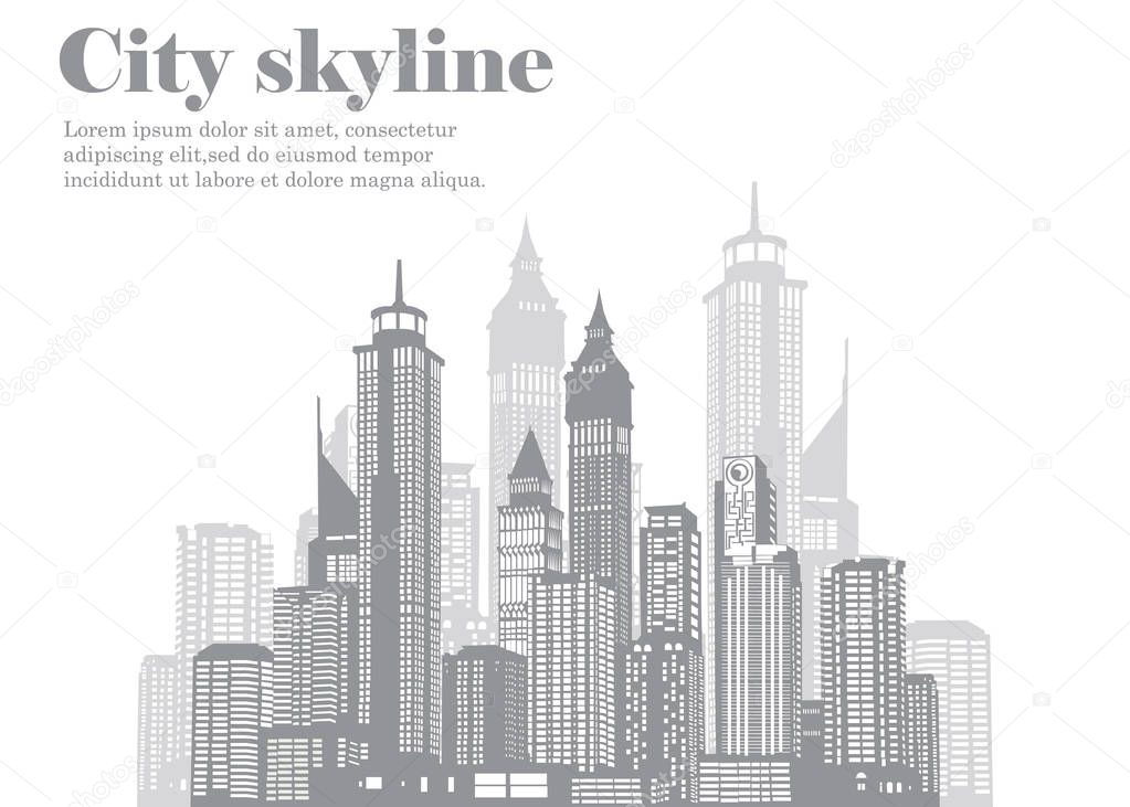 The silhouette of the city in a flat style. Modern urban landscape.vector illustration