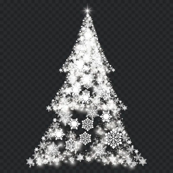 Albero di Natale argento su sfondo trasparente — Vettoriale Stock
