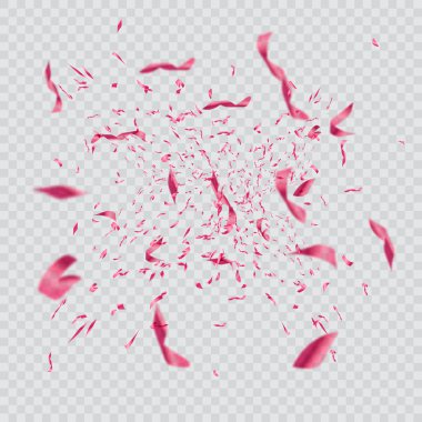 Şeffaf arka planda izole edilmiş renkli parlak konfeti. Festivalsel vektör illüstrasyonu