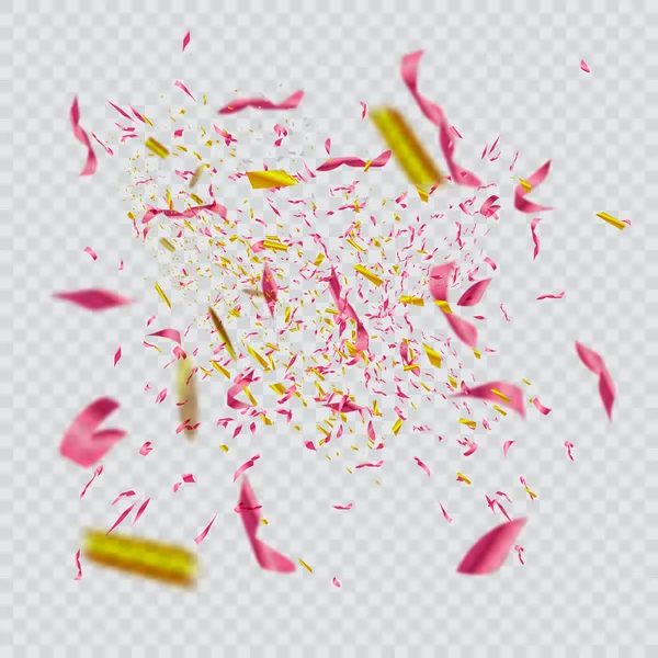 Színes világos konfetti elszigetelt átlátszó háttérrel. Ünnepi vektor illusztráció — Stock Vector