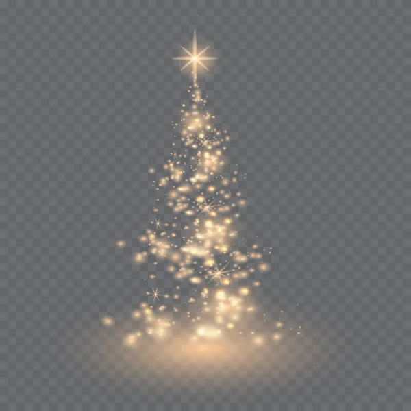 Argent sapin de Noël sur fond transparent — Image vectorielle