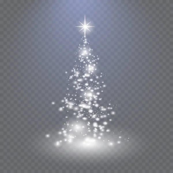 Silberner Weihnachtsbaum auf transparentem Hintergrund — Stockvektor