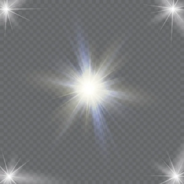 Světelný efekt. Hvězda vybuchla s sparkles.Sun — Stockový vektor