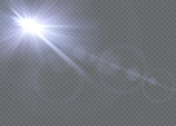 光の効果だ。輝く太陽と星のバースト — ストックベクタ