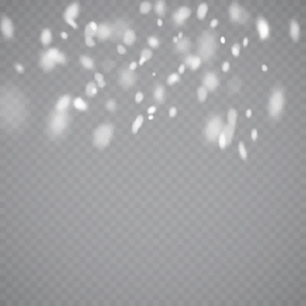 Superposición de nieve sobre fondo transparente. Ilustración vectorial de copos de nieve que caen aislados. Plantilla vectorial — Vector de stock