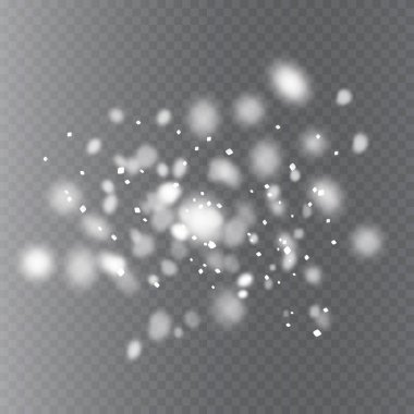 Saydam arka plan üzerinde kar kaplaması. Vektör çizim izole düşen kar taneleri. Vektör şablonu