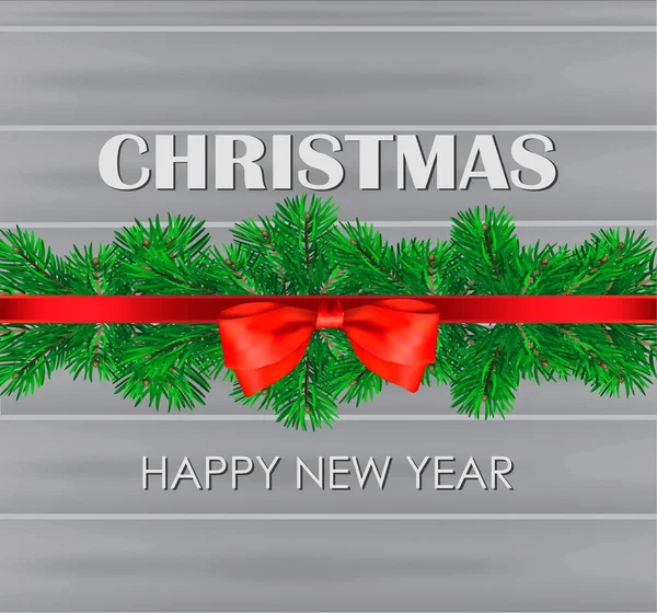 Noel dekorasyonu. Bir Noel ağacı ahşap bir zemin üzerine yeşil dalı. Vektör Eps10 — Stok Vektör