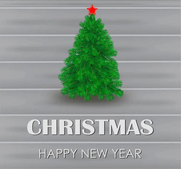 Decoração de Natal. Ramos verdes de uma árvore de Natal em um contexto de madeira. Vetor Eps10 —  Vetores de Stock