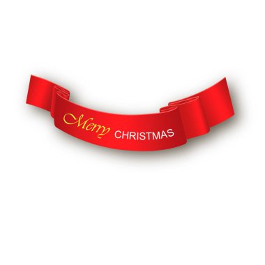 Kırmızı, Merry Christmas, gerçekçi, kağıt afiş ilerleyin. Vektör çizim.