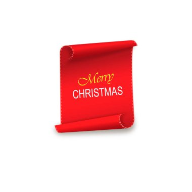 Kırmızı, Merry Christmas, gerçekçi, kağıt afiş ilerleyin. Vektör çizim.