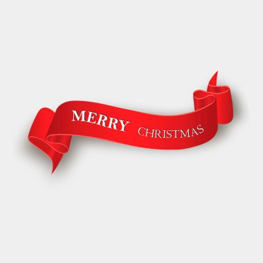 Kırmızı, Merry Christmas, gerçekçi, kağıt afiş ilerleyin. Vektör çizim