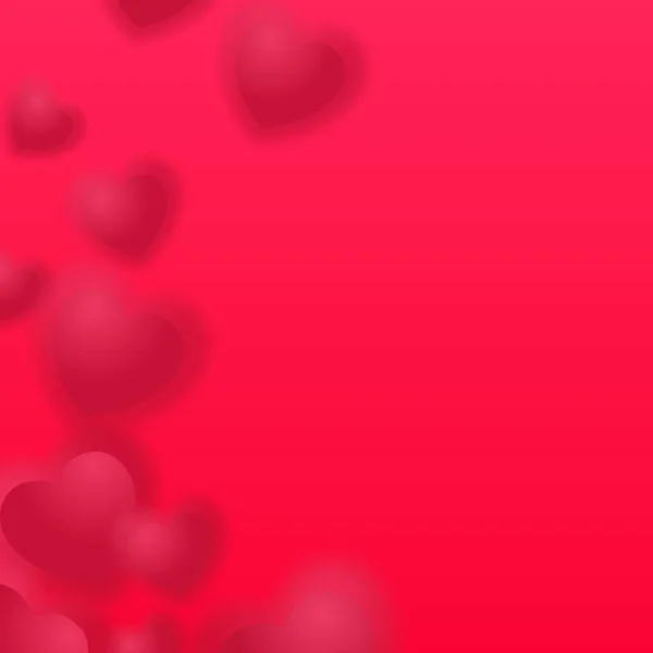 Illustration vectorielle Saint-Valentin. Coeurs rouges flous isolés sur fond rouge . — Image vectorielle