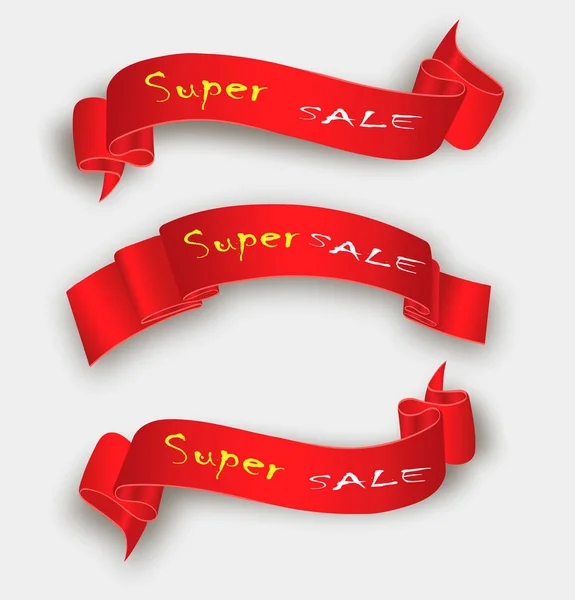 Banner de venta grande.Super Venta Banner Ribbon. Ilustración vectorial — Vector de stock